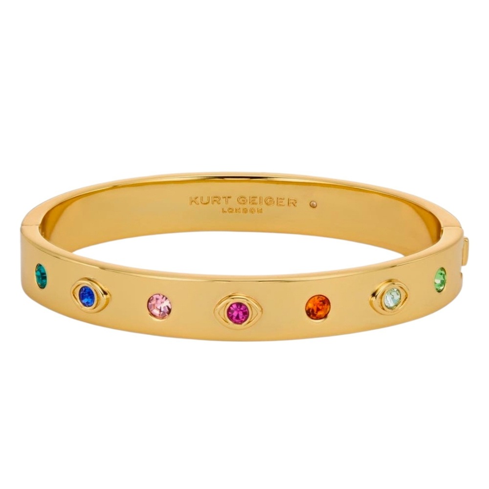 Kurt Geiger London Evil Eye Hinged Bracelet Multi Color Crystal Bangle Luxury